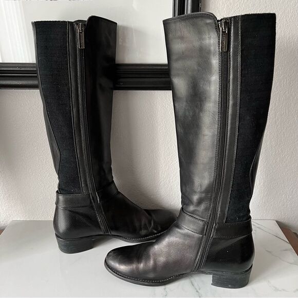 Aquatalia Womens Olalla Black Leather Riding Knee High Boots 6.5 Made in Italy - Picture 5 of 8